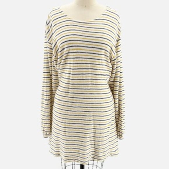 L*Space Striped White Long Sleeve Mini Dress cover up terrycloth swim beach pool - Picture 2 of 9